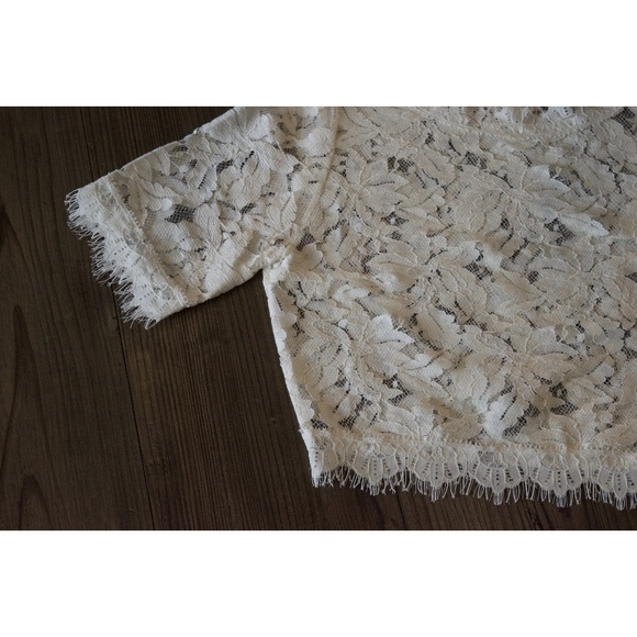 White Lace Crop Top #430-W - Picture 3 of 3